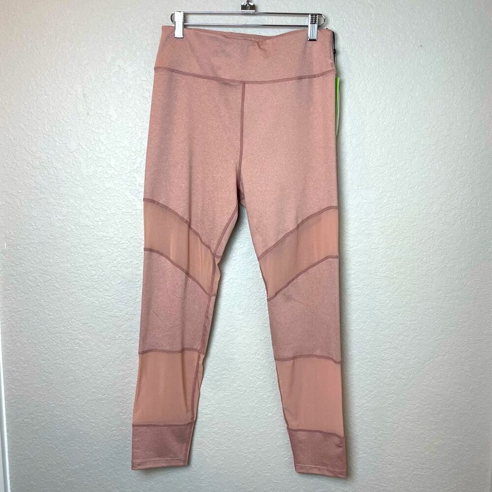 BNWT! Heathered Mauve Pink & Mesh Insert Long Leggings Size L